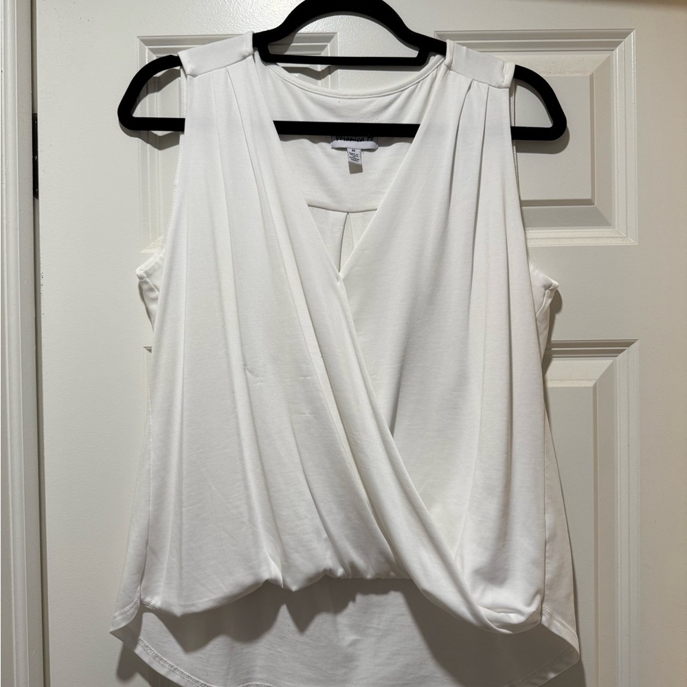 The Everyday Cupro Surplice Tank - Ivory